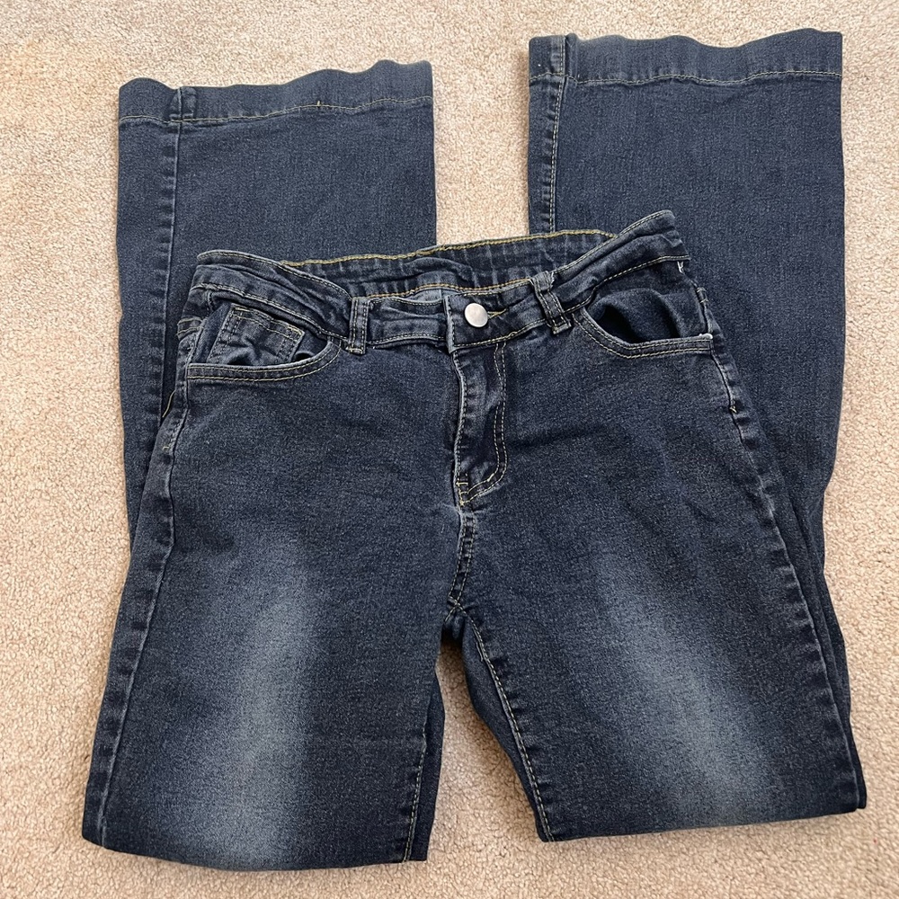 flared high rise denim jeans